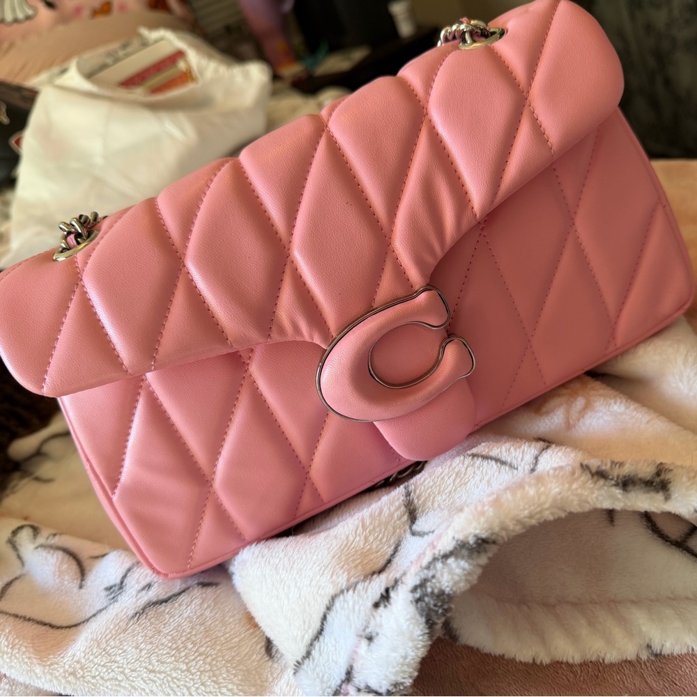 Coach Quilted Tabby 26 Pink & Silver